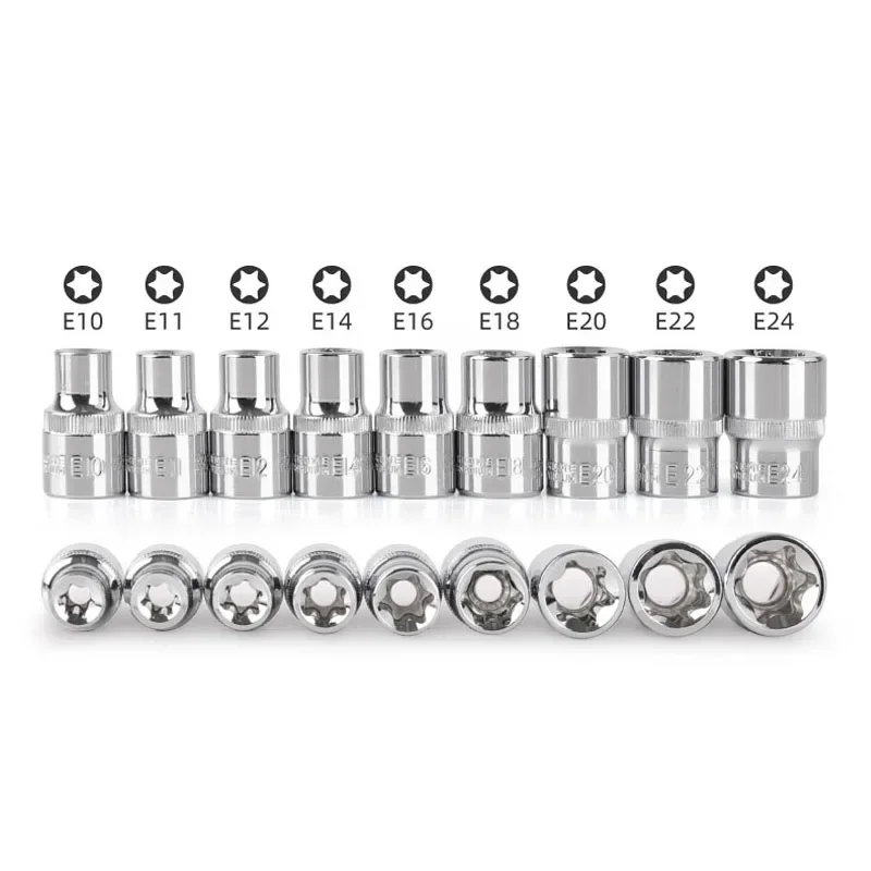 4/5/14Pcs Torx Star Wrench Socket Head 1/2 Inch E10-E24 Star Female Socket Repair Tools