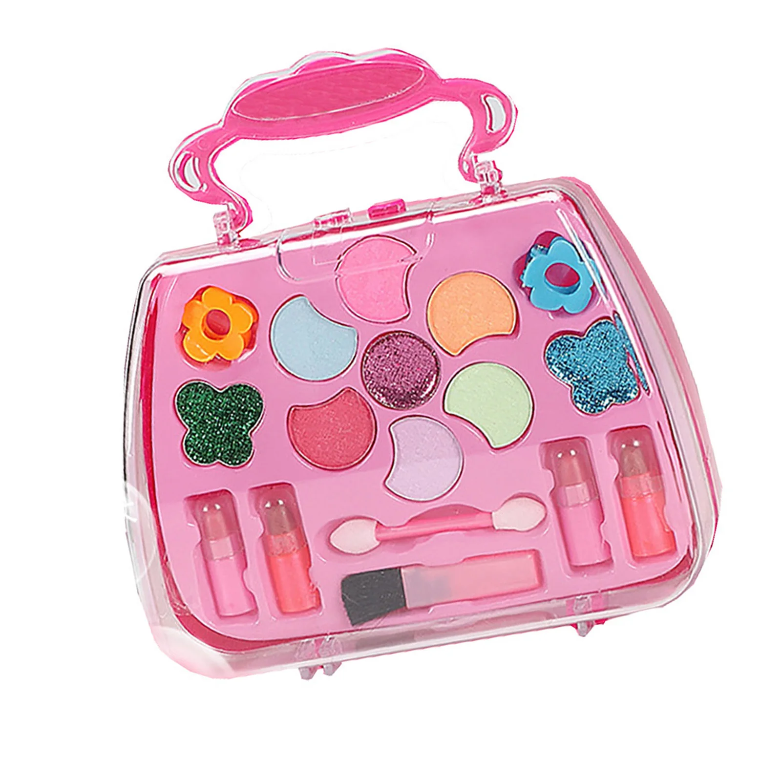 Little Girls Real Cosmetic Toys Set Washable Makeup Toy Set with Portable Makeup Box for Holiday Party Cosplay Supplies