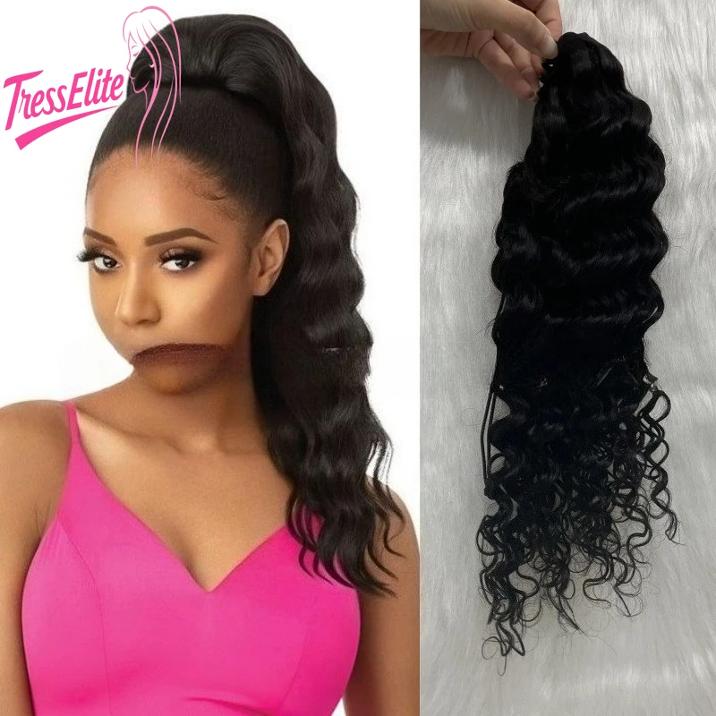 

Человеческие волосы с хвостиком в виде когтей, глубокая волна, бразильский девственный Реми, естественный вид, легко прикрепляется, легкий дизайн, удобно носить