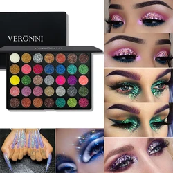 35 Colors Diamond Sequin Eyeshadow Palette Shimmer High Pigment Powder with Glitter and Satin Long Lasting Waterproof Makeup