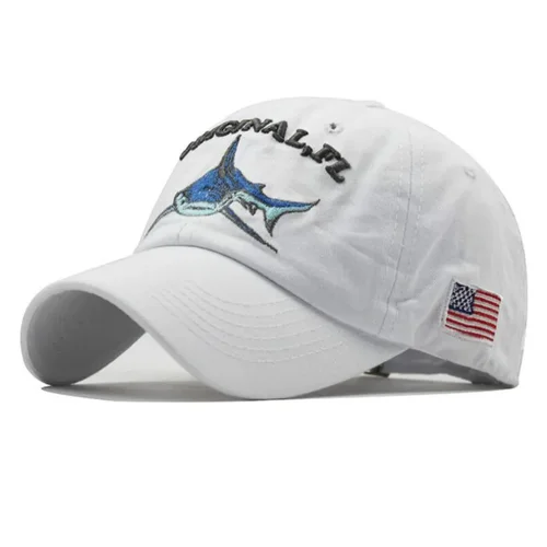 Sombrero de papá de tiburón de algodón lavado bordado para hombres gorra de béisbol Vintage gorra de pesca curvada de Hip Hop gorra Snapback de pescado de verano para mujeres