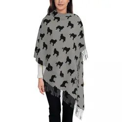 Womens Tassel Scarf Bernese Mountain Dog Silhouette Long Winter Fall Shawl and Wrap Cartoon cute animal Gifts Pashmina Scarves