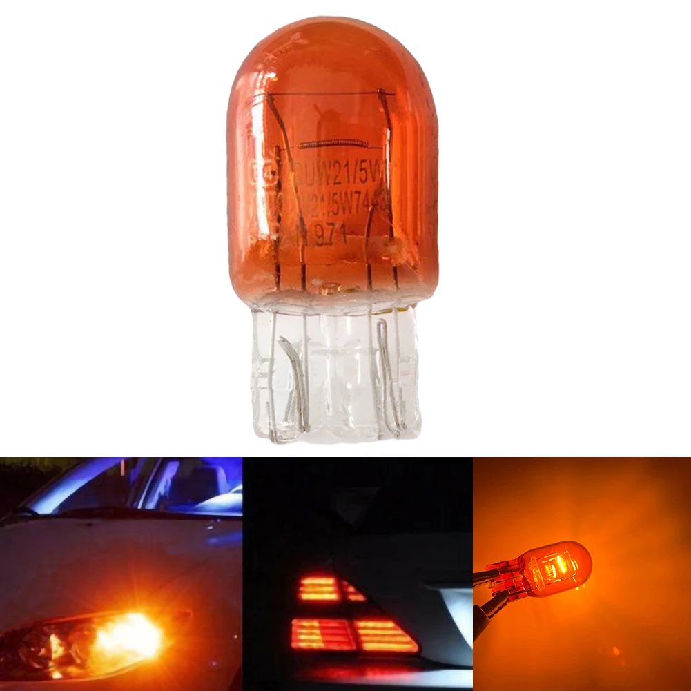 10Pcs T20 W21 5W DRL Turn Signal Brake Stop Tail Lights Bulb 7443 Halogen Bulbs Sidelight