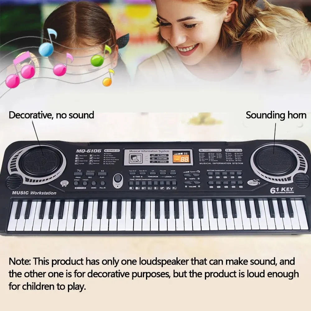 Kids Electronic Piano Keyboard Portable 61 / 37 Keys Organ with Microphone Education Toys Musical Instrument Gift for Child Begi