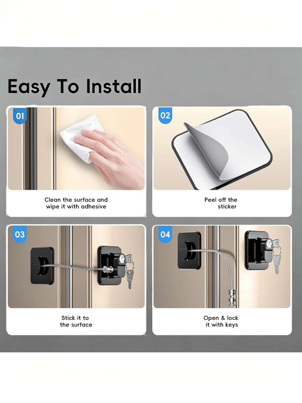 1/2Pc Refrigerator Door Lock, Protects Refrigerator Doors, Suitable for Kitchen Freezers, Cabinets and Drawers, Air Fryers, Wardrobes