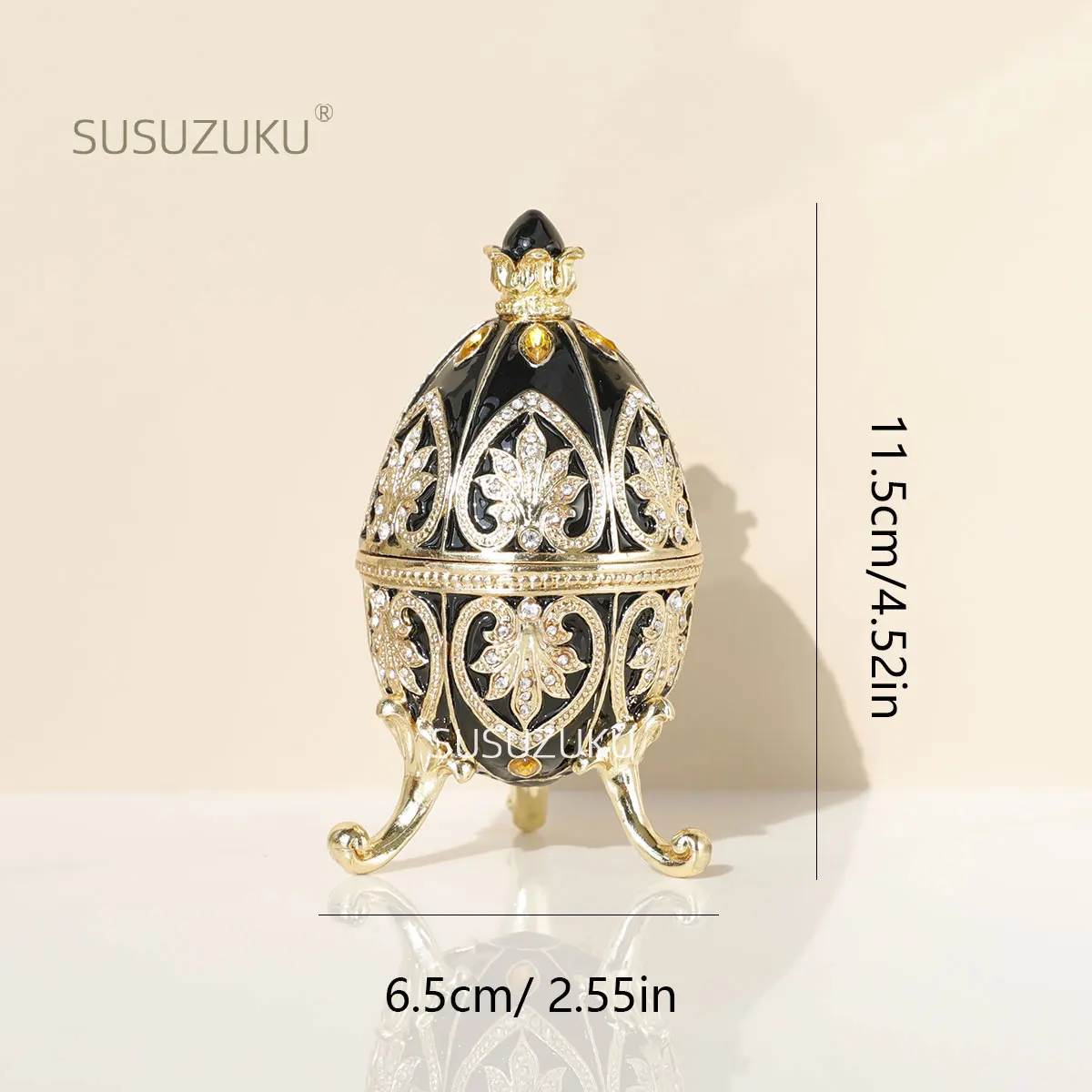 Hand Painted Enameled Faberge Egg Style Trinket Box