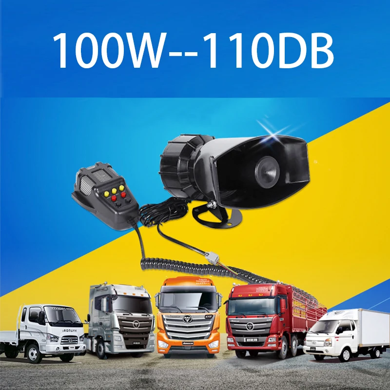 EAFC Car Horn 7 Sounds Car Siren Air Horn Tone Car Siren Horn Microphone PA Speaker System Emergency Amplifier Siren 12V