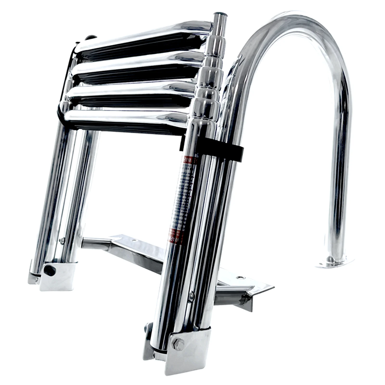 MARINE Folding Telescoping Curved Handle Stainless Steel Boat Marine Ladder Inboard 4 Step Ladder Dock High Polished