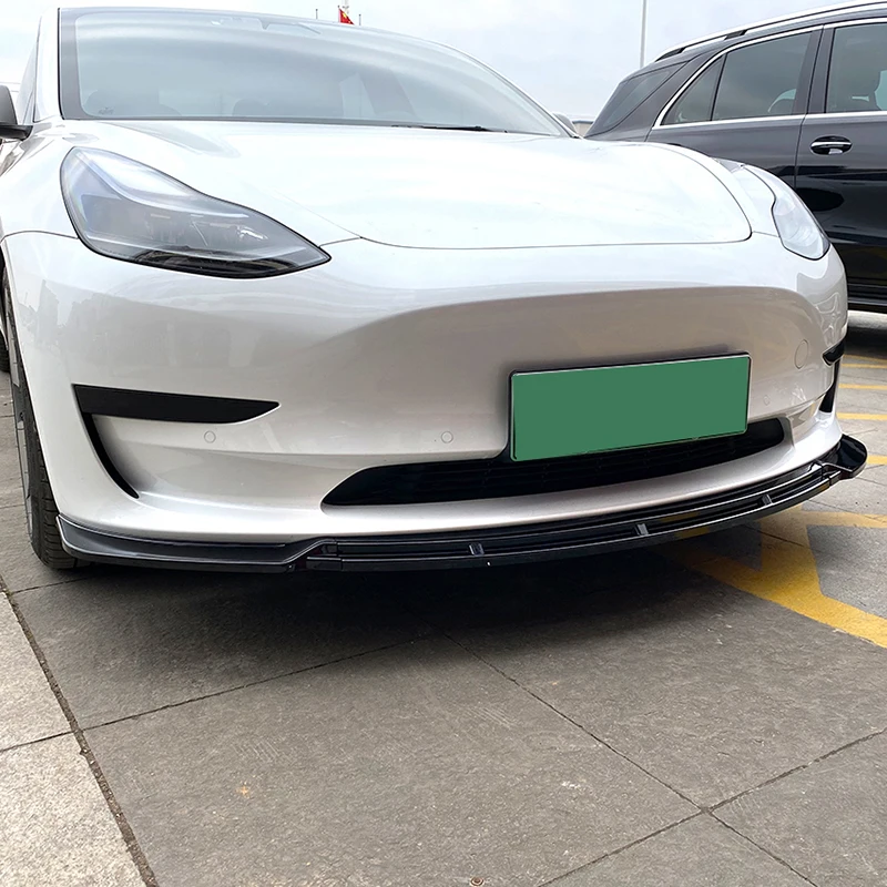 شفة المصد الأمامي للسيارة لسيارة تسلا موديل 3 2017 + ماكستون الناشر الفاصل الفاصل الخارجي اكسسوارات السيارات ضبط جزء ما بعد البيع