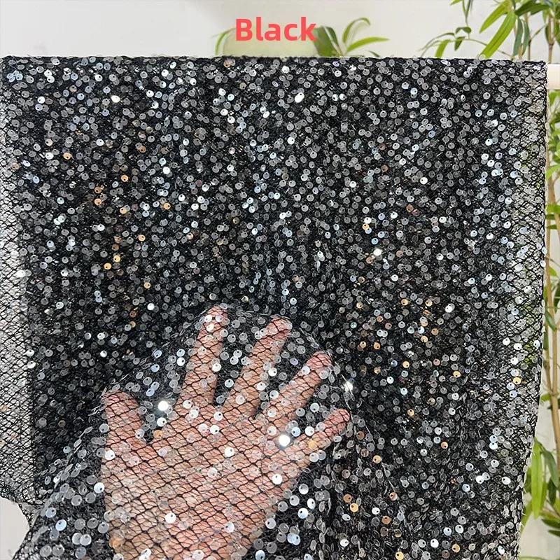 

Irregular Embroidered Sequin Tulle Fabric for DIY Sewing Wedding Dress Performance Costume Clothing Fashion Material Cloth