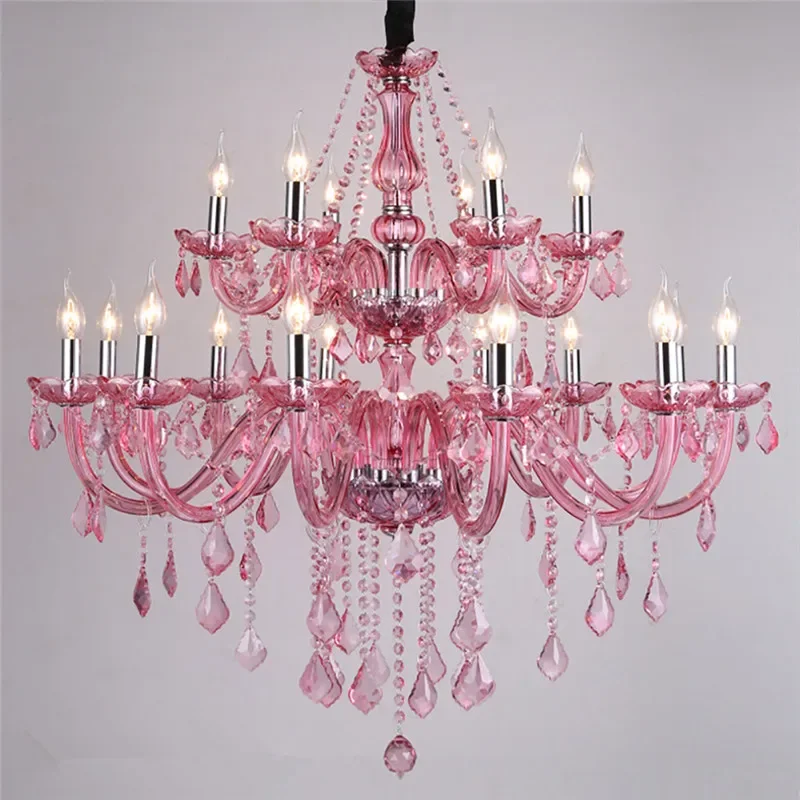 TINNY Rose Red Crystal Pendent Lamp European Luxury Living Room Restaurant Bedroom Villa Clothing Store Beauty Salon Chandelier