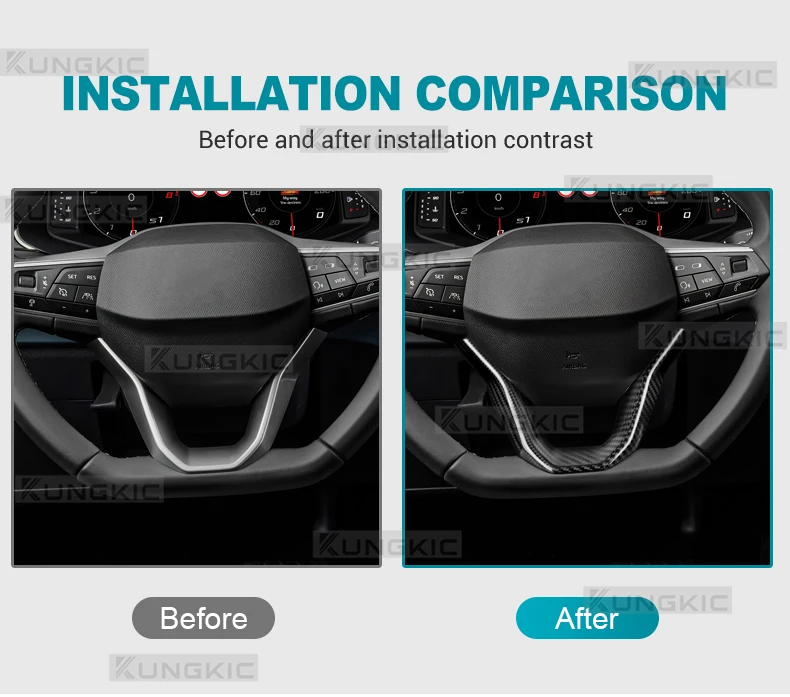 Echte Trockencarbon-Zierleiste für Seat Ateca/Ibiza/Leon/Tarraco für For Seat Arona/Seat ibiza/Cupra Bron 2022 2023 2024 2025 2026 Seat Ateca/Seat Leon/Seat Tarraco/Cupra Ateca/Cupra Formentor/Cupra Leon 2 Auto-Lenkrad – Detail 1