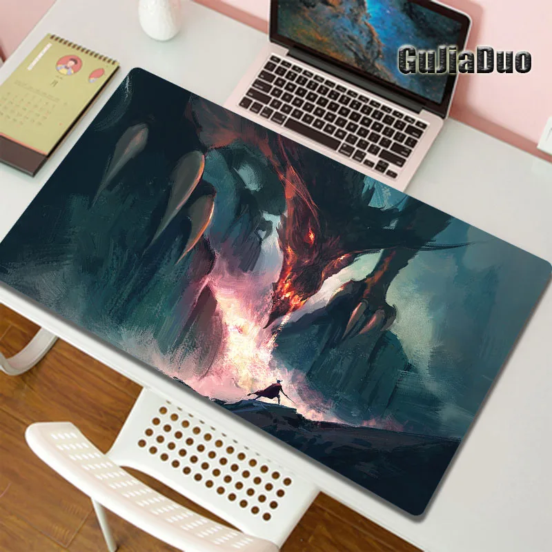 80x40 Extra Large Dragon Mouse Pad Computer and Office Table Desk Mat Gaming Room Accessories XL Edgelock Gamer Mousepad Carpet