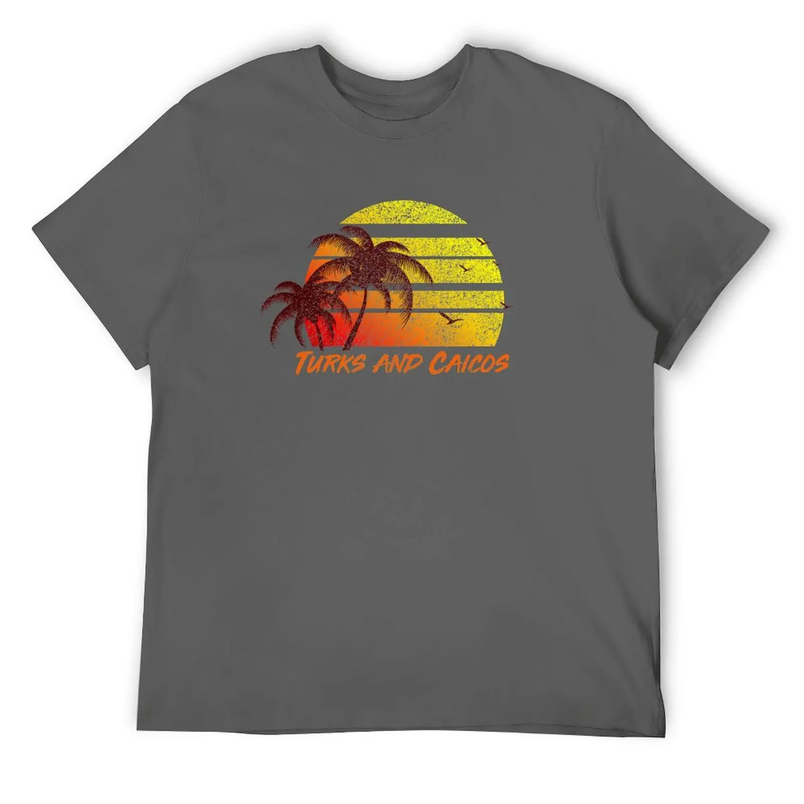 Vintage Turks and Caicos Beach Sunset T-Shirt, Retro Surf Tee T-Shirt croswit shirt man graphic shirts fitted t shirts for men