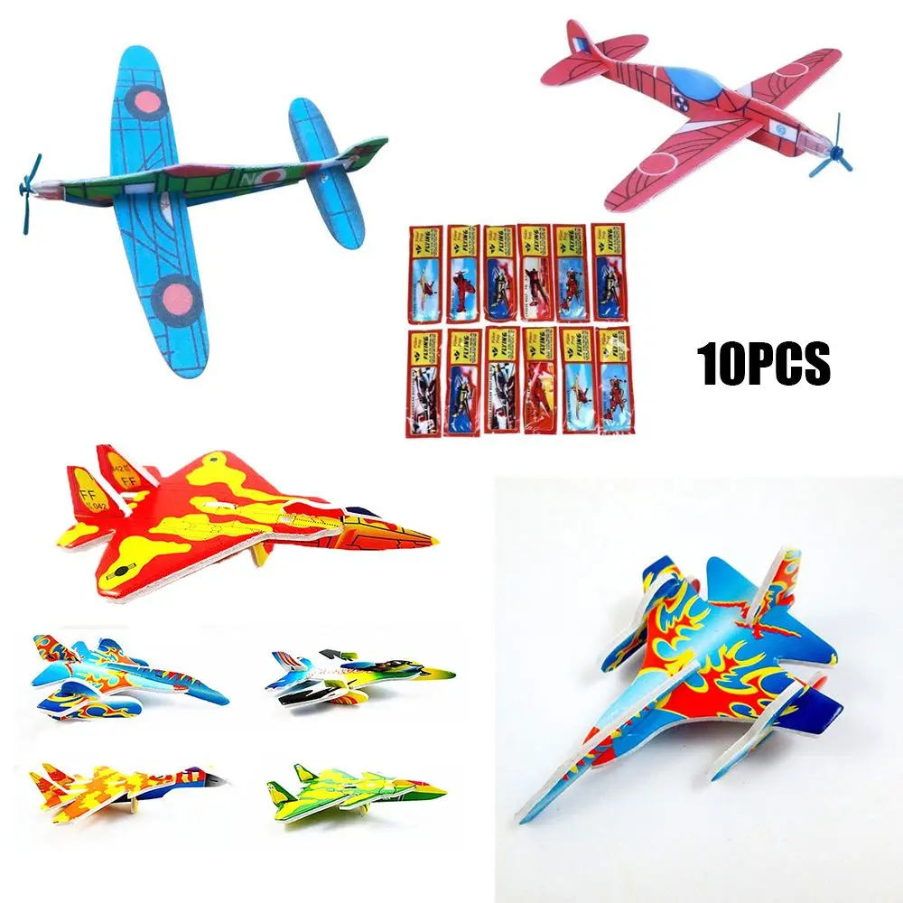 10pcs Color Randomly 3D  Children Gift DIY foam Airplane Model Aircraft Fighter Aeroplane  Flying Gider Planes