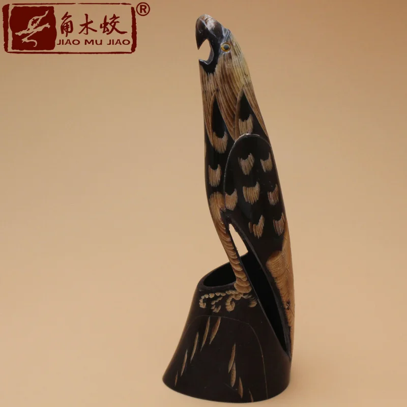 770Yak horn eagle ornament, small horn sculpture, home and office decoration