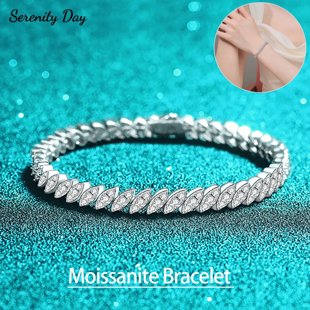 

Serenity Marquise Shape Moissanite Tennis Bracelet for Women Men 100% 925 Sterling Silver Plated 18K Hand Chain Fine Jewelry GRA