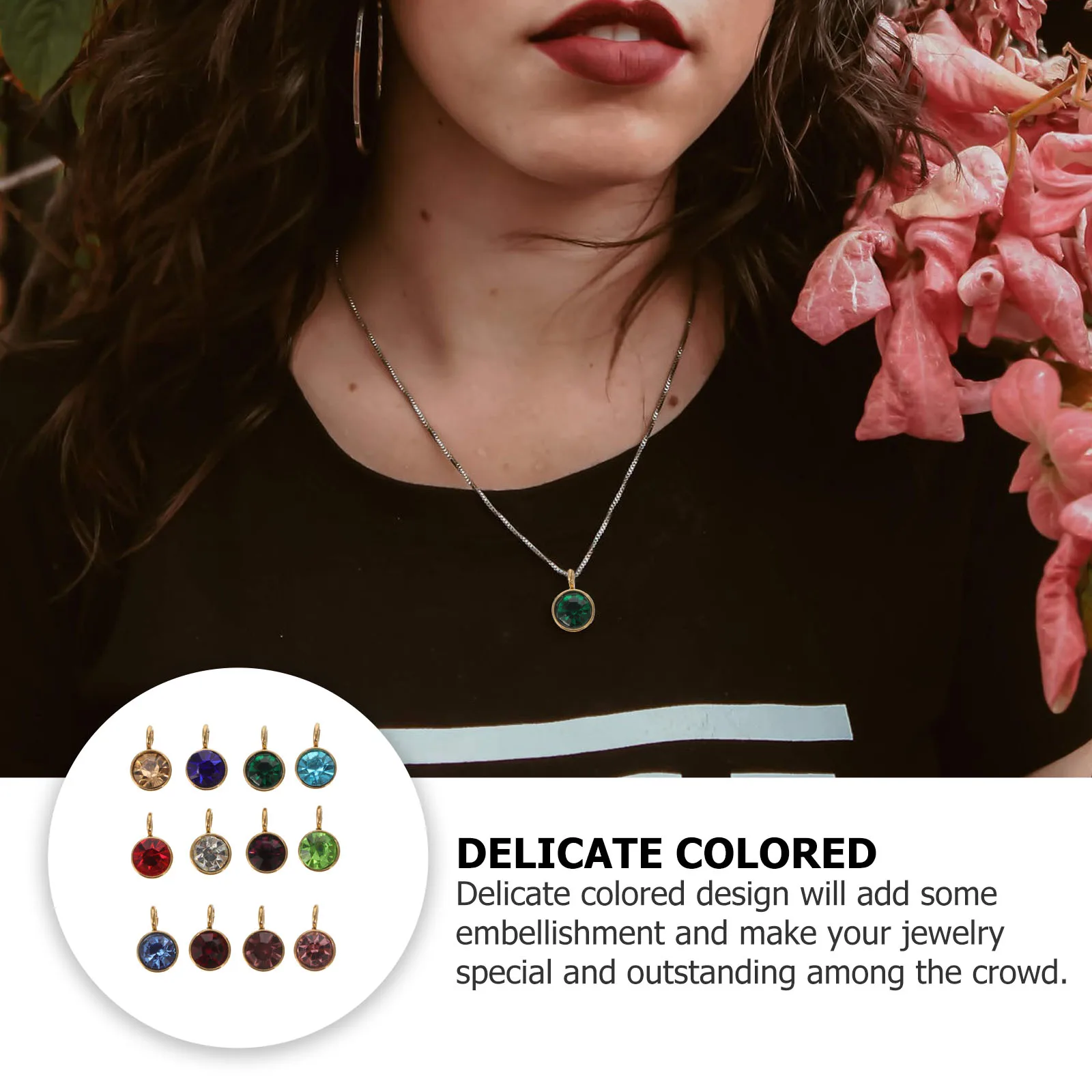 

12 Pcs DIY Beads Pendants Birthstone Jewelry Making Stainless Steel Necklace Charms