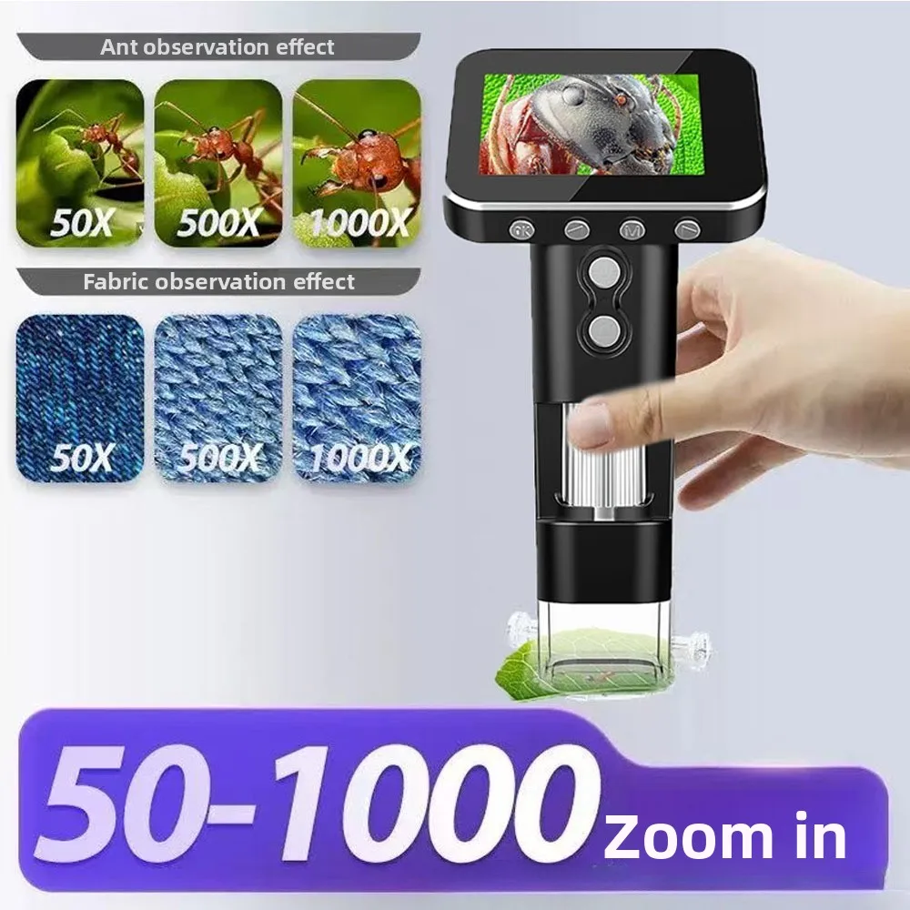 

Microscope for Kids - Portable Handheld Magnifying Glass for Girls | 2.4" LCD Screen 1000X Mini Microscope | Educational Science