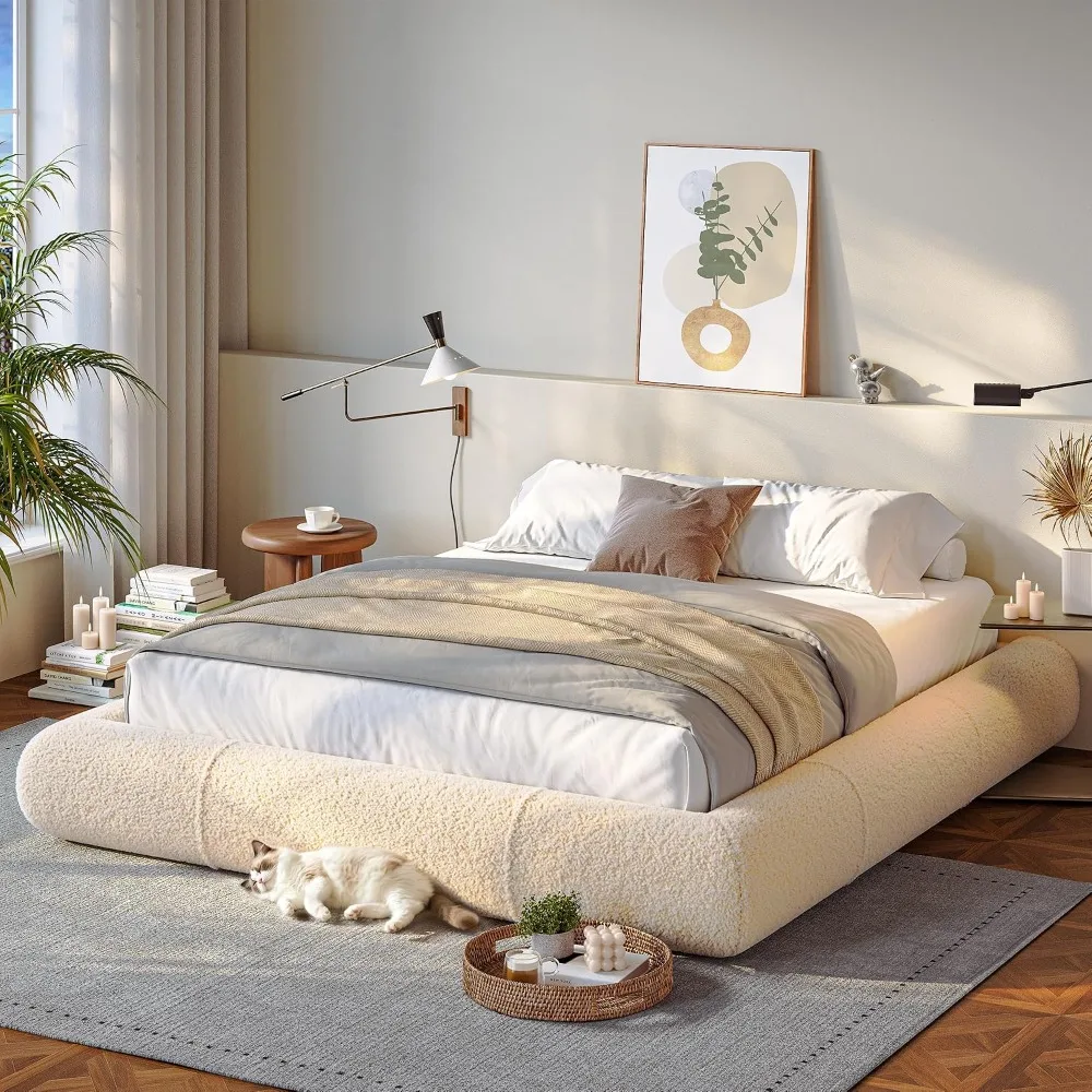 Cloud Bed Frame,Soft Queen Bed Frame with Anti-Collision Rounded Corners,Easy Assembly,Bed Frame Queen Size, Customized
