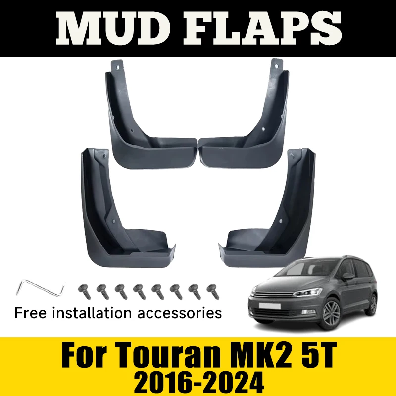 

4PCS Rear Mudguards For Volkswagen VW Touran MK2 5T 2016 2017 2018 2019 2020 2021 2022 2023 2024 Rear Flap Mudguards Accessories