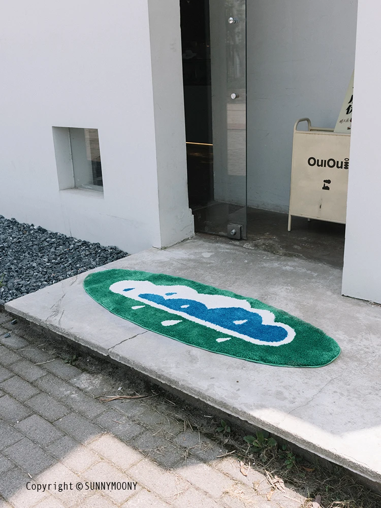 

Утолщенный овальный ковер для спальни с забавным дизайном облаков для девочек, декор для гостиной, противоскользящий напольный коврик