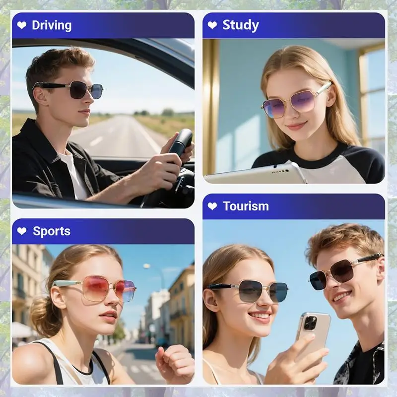 نظارات شمسية ذكية تعمل بالبلوتوث، نظارات موسيقية، نظارات رياضية خارجية مقاومة للماء ومضادة للأشعة فوق البنفسجية، نظارات AI للرجال والنساء باللون الأخضر