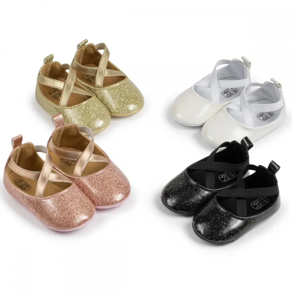 Newborn Baby Colorful Princess Shoes Party Elastic Classic Leather Spring and Autumn Toddler Soft Bottom Walking Shoes