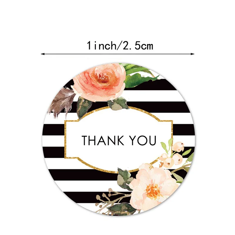 100-500pcs Round Thank You For Your Order Stickers Thanks For Shopping Small Shop Local Handmade Stickers Flower Stickers