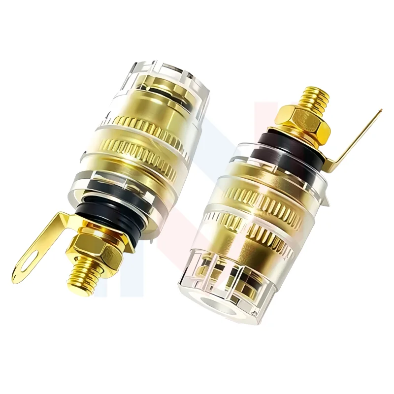 Gold Plated Copper Banana Connector 4mm Thread Medium Amplifier Speaker Spade Terminal Binding Post Banana Plug Socket M4 M8