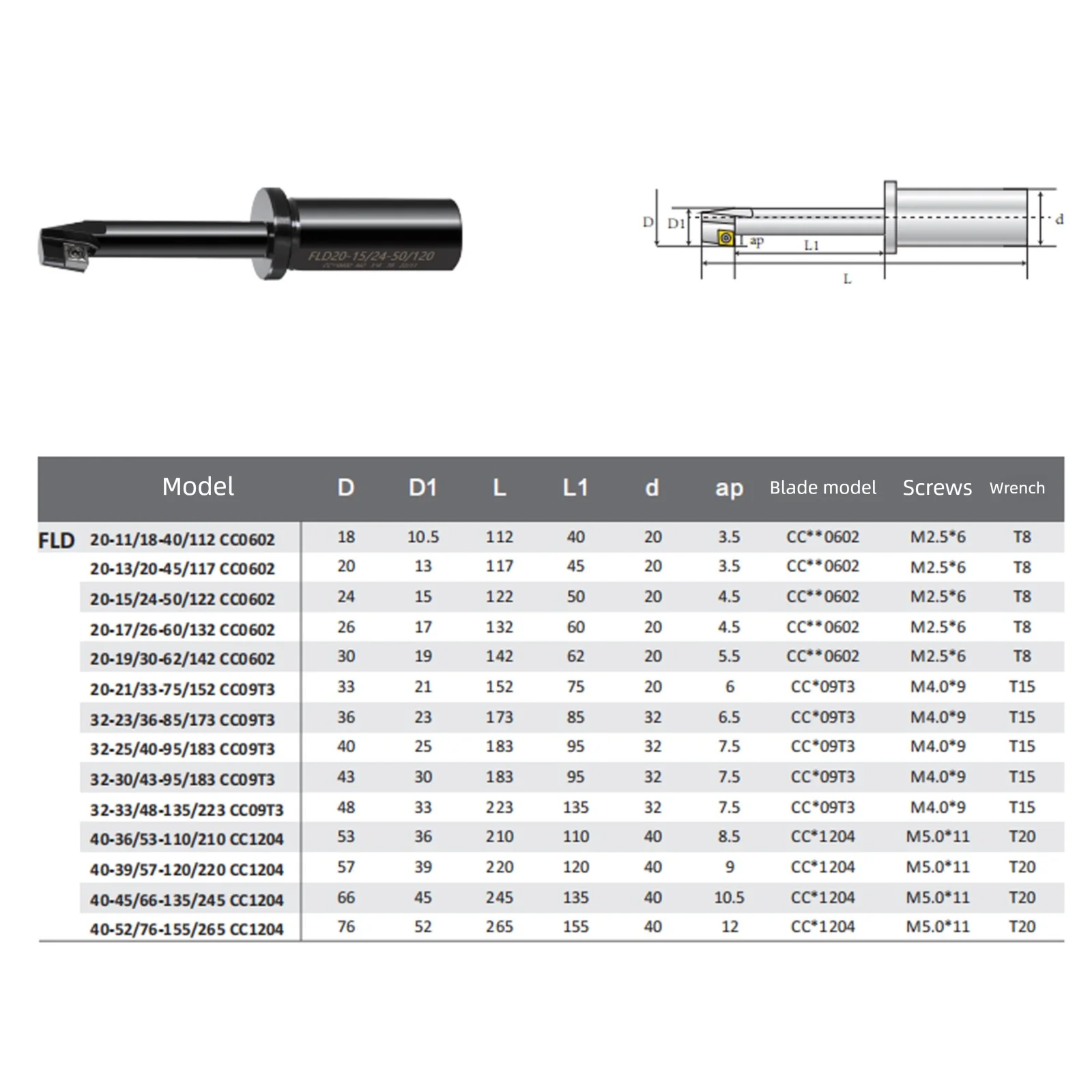 FLD CNC Reverse Countersink Pull-Back Boring Tool, Counterbore Face Milling Shank with Back Boring Cutter for Machining Centers
