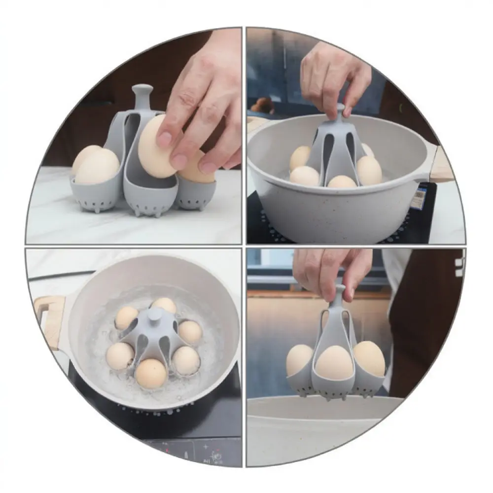 Kitchen Silicone Egg Steamer Rack Household Boiling Holder Food Grade Flexible Poacher Tool With Draining Vents Utility