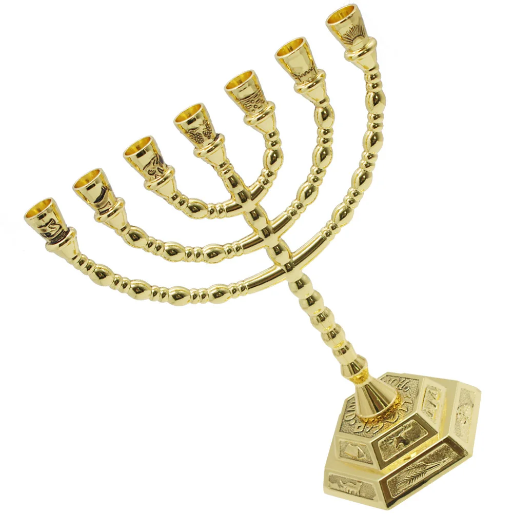 

Hanukkah Menorah 7 Branches Metal Holder for Tabletop Decor Simple Chic Design Home Holiday Decoration Desktop