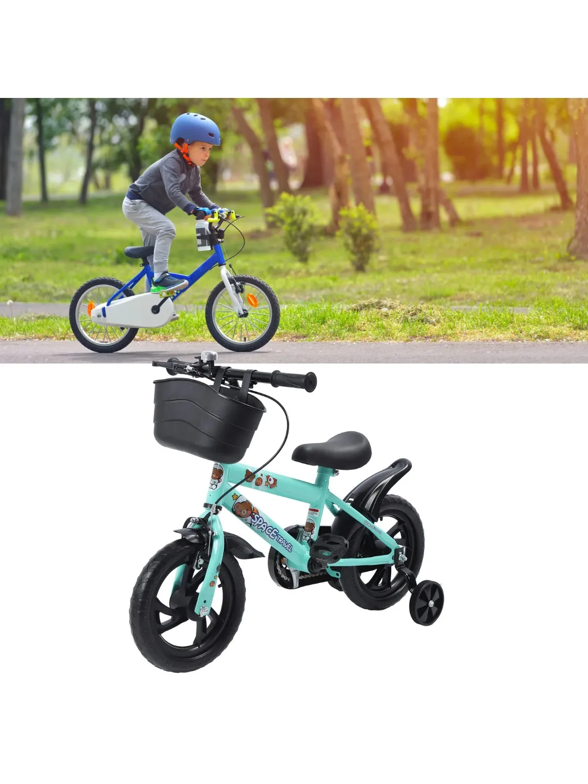 AliExpress NONE 12" Kids Bike with Training Wheels for 2-6 Years Old, High Carbon Steel Frame Adjustable Seat & Handlebars