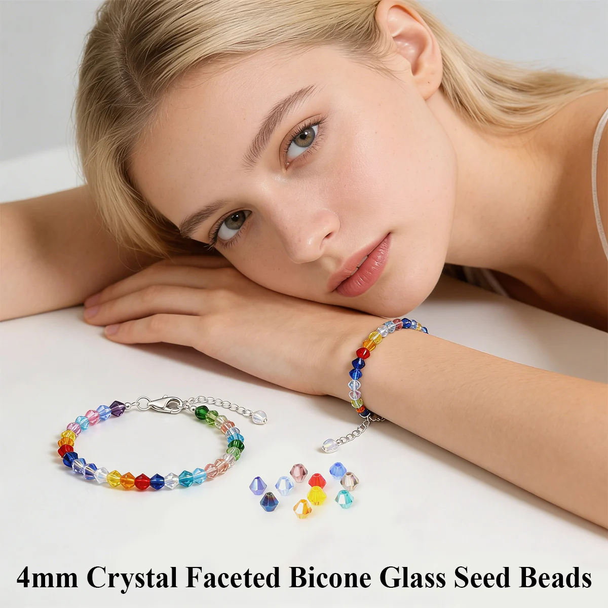 

80-85pcs 4mm Austrian Crystal Bicone Beads Faceted Glass Spacer Beads for DIY Bracelet Necklace Jewelry Making Rich Colors