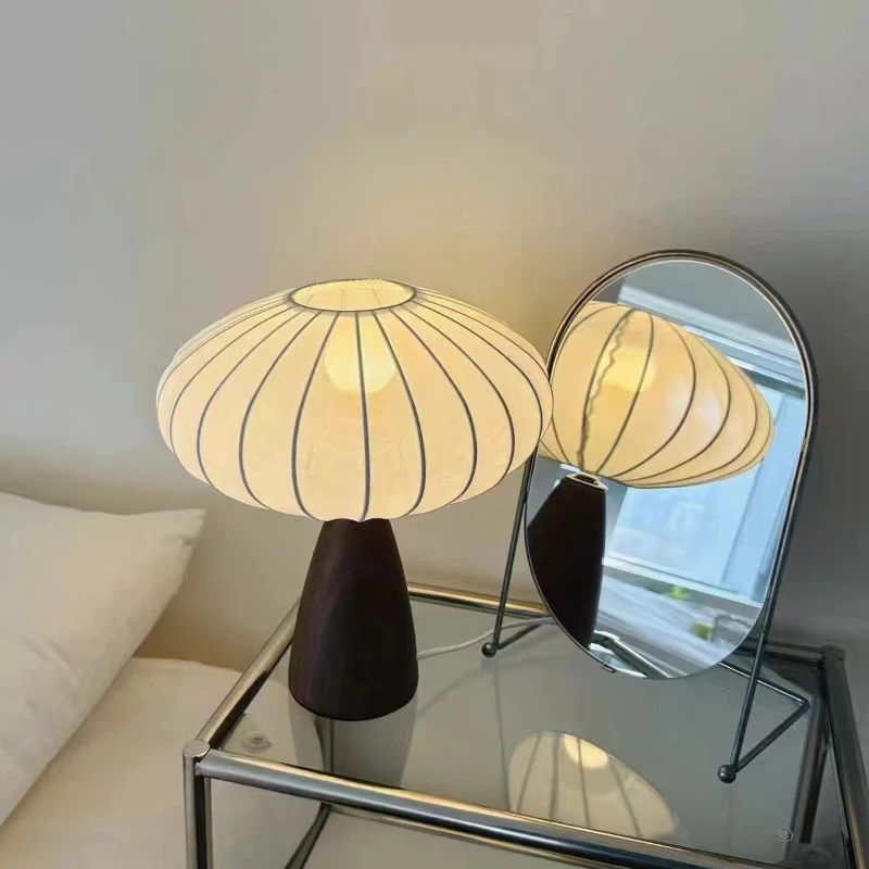 

Ceramic Fabric Table Lamps Japanese Style Wabi Sabi Style Bedroom Bedside Lamp Retro Study Reading Table Lights Silk Cloth Cover