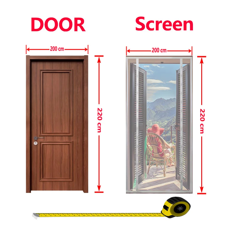 TYMF Magnetic Door Screen Window Mosquito White Mesh Custom Size Fiberglass Mesh Detachable and Washable Pet Door Bedroom Door