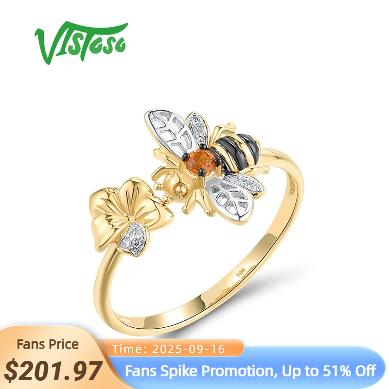 

Женское кольцо из желтого золота VISTOSO, с цитрином и бриллиантами, 14 к, 585 пробы