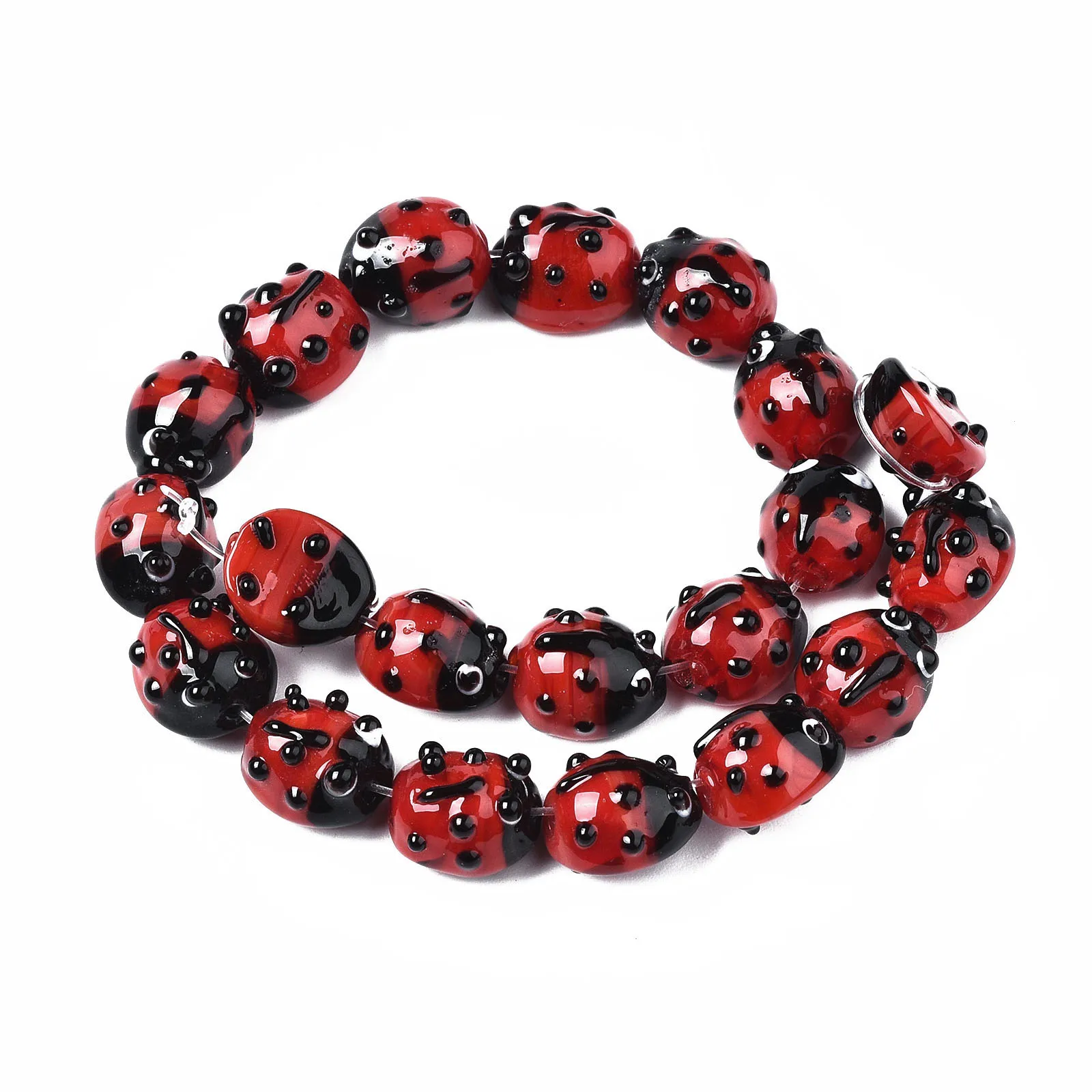 1 Strand Ladybug Lampwork Beads Strand Animal Handmade Loose Beads for Diy Necklace Bracelet Jewelry Making Accessories