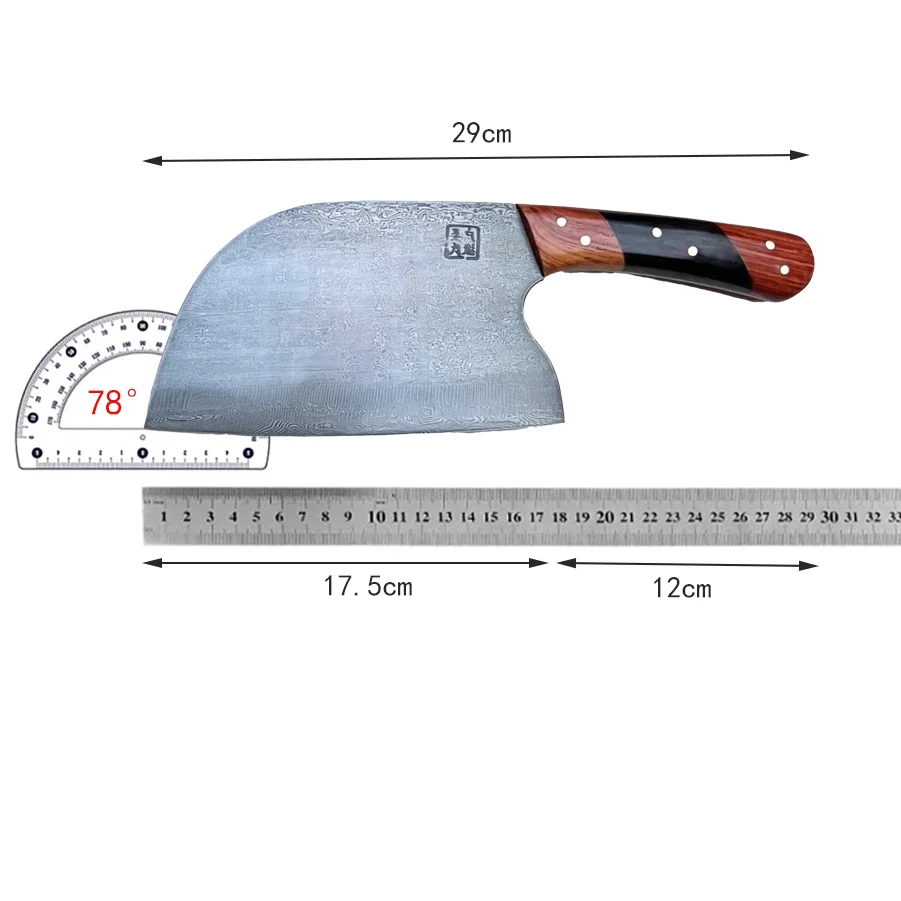 Husa Knife Handmade Damascus Steel Blade Chefs Cleaver Chopper Slicing Machete Hatchet Kitchen Knives Meat And Poultry Tools