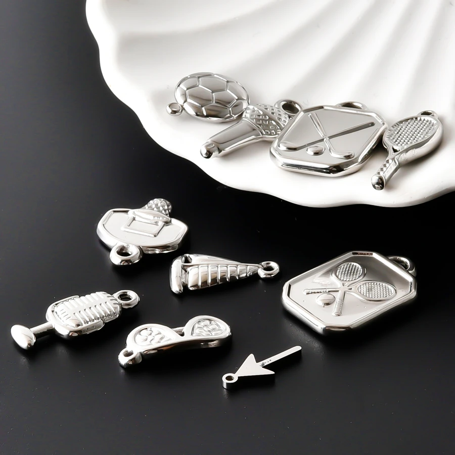 7pcs Sport Styles Stainless Steel Charms Soccer Tennis Baseball Golf DIY Pendant DIY Bracelet Necklace Jewelry Making Supplies