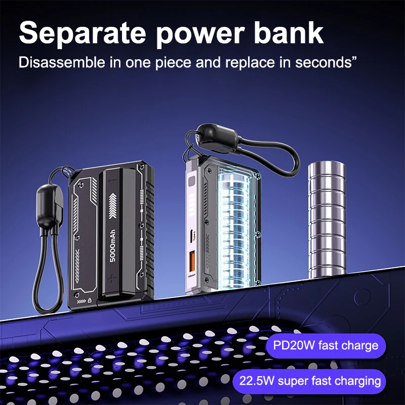 

21700 Universal Battery Charger Case 20W Type-C Battery Holder Fast Charging Built-in Cable Detachable DIY Power Bank Box