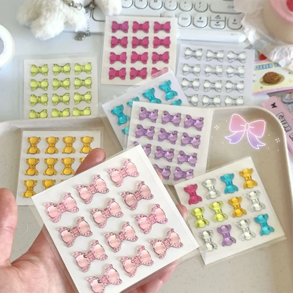 Cute Bow Drill Stickers Cartoon Creative Decorative Sticker 3D Stereoscopic Delicate Ledger Decoration Materials
