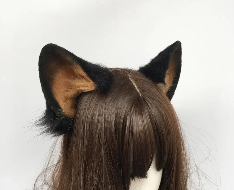 Benutzerdefinierte handgemachte Nachahmung Tier Ohr Lolita Halloween Cosplay Prop Fuchs Hund Katze Ohren Hairhoop schwarz Haarband für Cosplay Prop