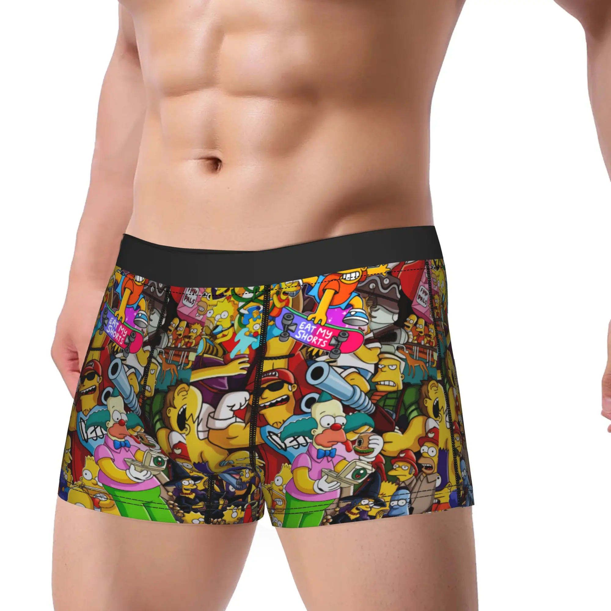Fun S-Simpsons Family Cartoon Characters Underwear Pattern Boxer Shorts High Quality Men Panties Breathable Boxer Brief Present