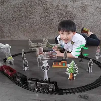 Electric Train Rail Car Simulation Retro Train Model Kids Boy Set Classical Railway Freight Train Toy High Speed Rail Toy