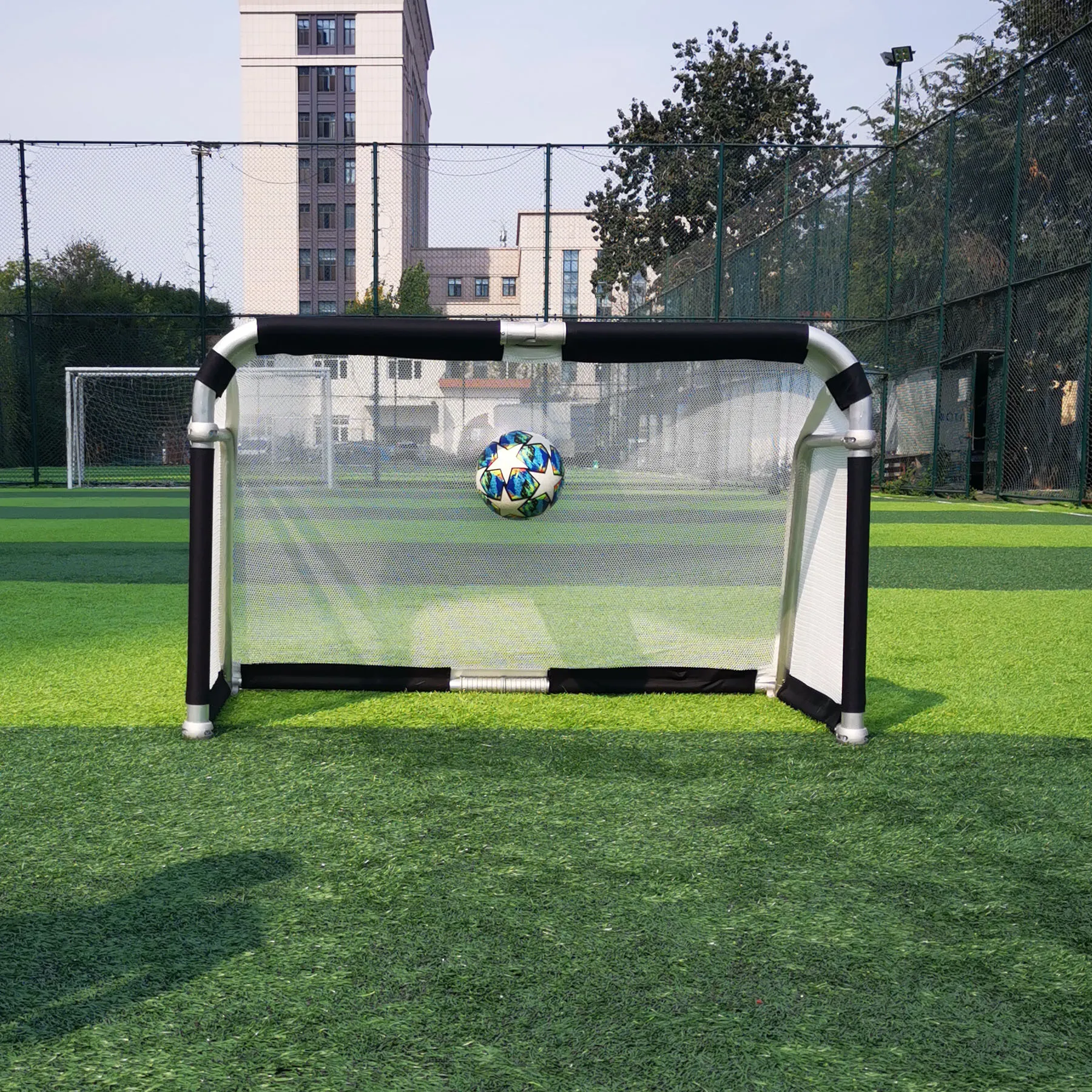 Aluminum Soccer Goal, 95x150x75cm Foldable Football Net, Portable Training Equipment, White Outdoor Goalpost