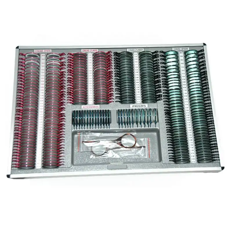 Trial Lens Case Set Optometry Instrument with Color 232 Metal Rim Optics Instruments Set Aluminum Box Trial Lens for Hospital