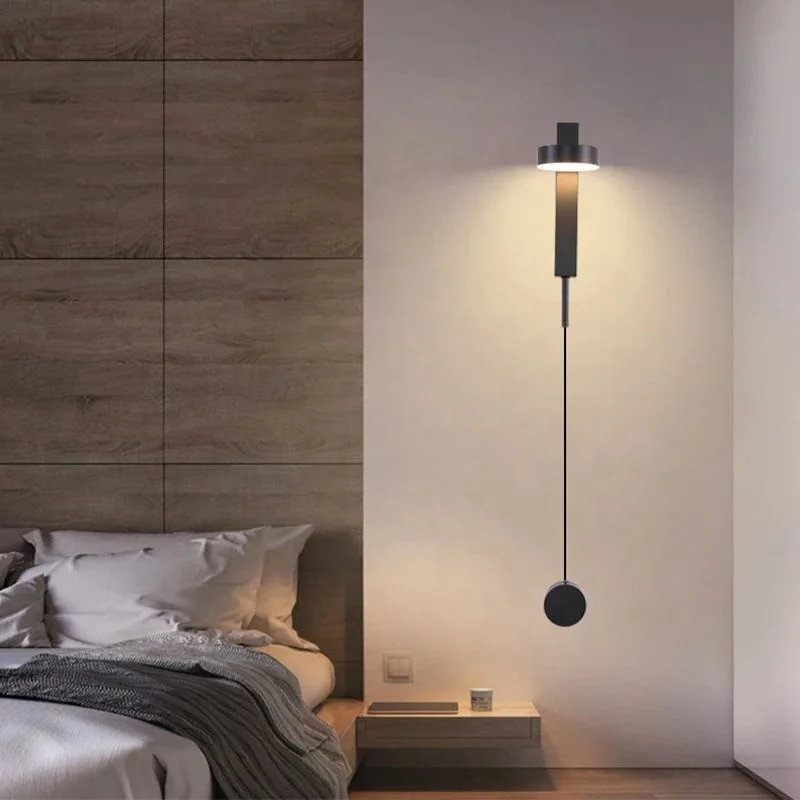 LED Wall Lamp Simple Rotating Wall Lightings Black Gold Bedroom Living Room Aisle Rotary Switch Indoor Lighting Fixtures