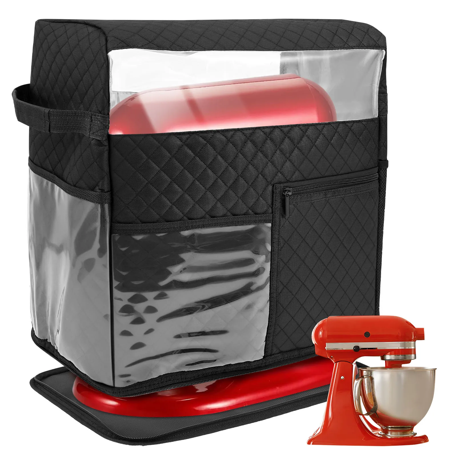 Standmixer-Abdeckung mit abnehmbarer Geräteschiebermatte, kompatibel mit 5/4,5 Quart Kippmischer mit mehreren Taschen für die Küche